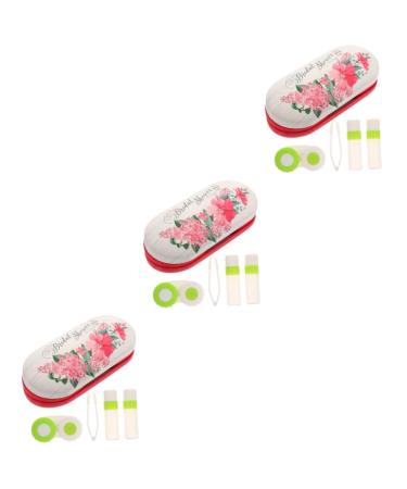 JECOMPRIS 3 sentences Double -lodged glasses case in the case of lens tweezers mirror film contact lens solution owner of household contacts practical contact holder outside red
