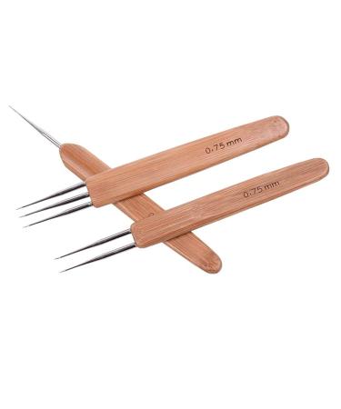 Dreadlock Crochet Hooks Set with Bamboo Handle - 0.75mm Hooks (1, 2, 3) for Hair Weaving - Dreadlock Tool Set - Buy Online on GoSupps.com