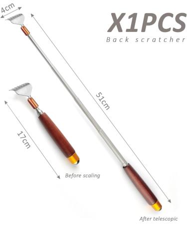 Premium Retractable Metal-Back GUA-SHA Massager | Spherical Point Portable Back Scratch Device with Wooden Handle - Unisex - Buy Online on GoSupps.com