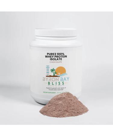 Byron Bay Bliss Pure3 100% Whey Protein Isolate Chocolate Stevia Sweetened Muscle Recovery Support