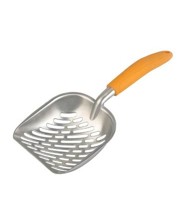 Large Metal Cat Litter Box Scoop Stainless Aluminum Alloys 13.8"*5.5"*1.8" (Yellow Handle)
