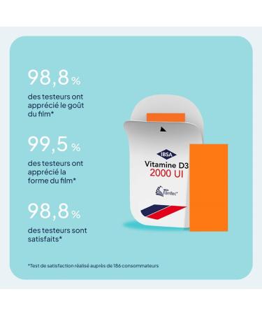 IBSA Pharma - FILMTEC - Vitamin D3 2000 IU - Immune defenses - Melts in seconds without water - Box of 30 films 1 month - Dietary supplement - Buy Online on GoSupps.com