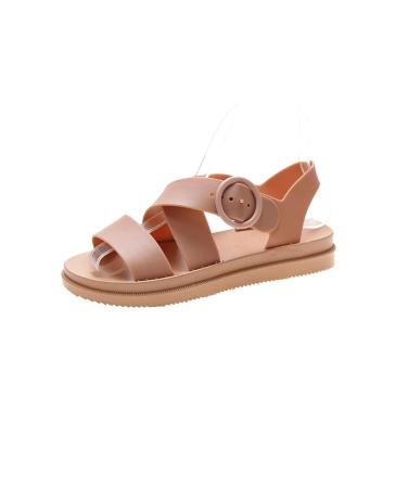 Wedge Heel Women Sandals Summer Platform Ladies Shoes Beach Casual Adjustable Buckle Peep Toe Solid (Size: 7.5 Code) B 7.5code