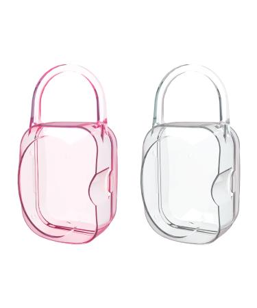 LANEYLI Pacifier Case Classic (2 pieces transparent pink) Pack of 2 Transparent / Pink