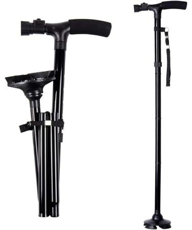 Folding Cane with Led Light Adjustable Canes and Walking Sticks for Arthritis Disabled and Elderly Black - Buy Online on GoSupps.com