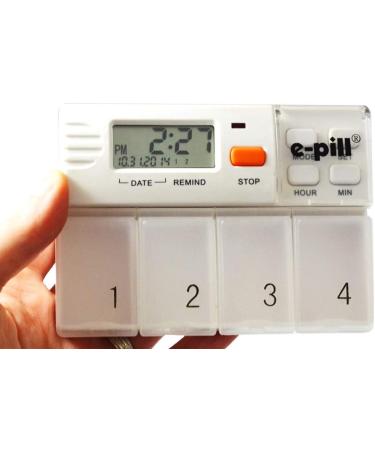 e-Pill MedGlider Pill Organizer | Vitamin & Medicine Pill Box Reminder with 4 Compartments - International Shipping Available - Buy Online on GoSupps.com