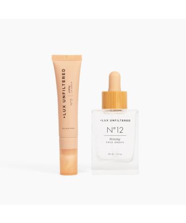 + Lux Unfiltered The Face Set with N 12 Bronzing Self Tanning Face Drops and N 15 Soothing Lip Serum with Cooling Applicator