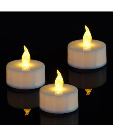 Artmarry Battery Operated Tea Lights Flameless Flickering LED Tealights 24 Pack Warm Yellow Lamp Votive Fake Candle Long Lasting 200+ Hours for Home Holiday Wedding Celebration (Warm Yellow 24 Pack)