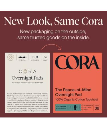 Cora Organic Ultra Thin Bladder Liners - 100 Count | For Incontinence & Postpartum | Breathable Cotton | Extra Long Panty Liners - Buy Online on GoSupps.com