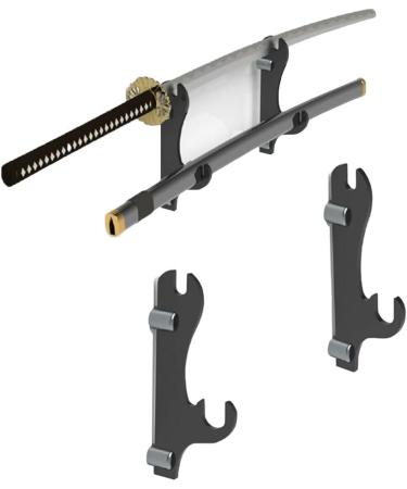 QIXIN Two-Layer Wall-Mounted Samurai Sword Stand - Black | Sword Holder Display Stand for All Swords - Buy Online on GoSupps.com