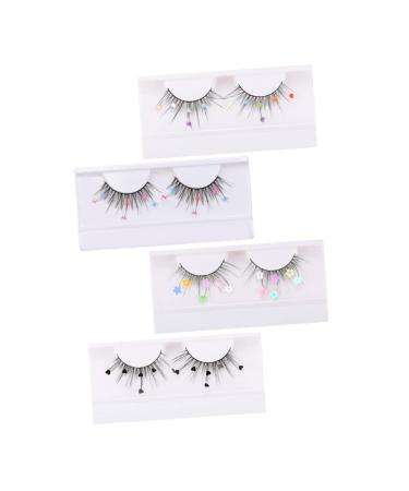Healeved 4 Pairs Sequin False Eyelashes Sequins Lash Extensions Butterflies Sequins Lashes False Sequins Eyelashes Fake Eyelashes Colored Eyelashes Butterflies Eyelashes Glitter Eyelashes
