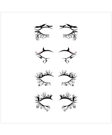 GMJTSRWV Eyelid Stickers 4 Pairs of Eyeshadow Eyeliner Stickers Halloween Makeup Bat Spider Horror Fashion Party Decoration Eye Sticker Makeup Stickers for