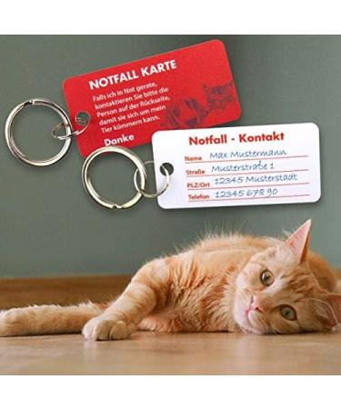 2 x High-Quality PVC Pet Emergency Cards Set - Red with Key Ring | Essential Safety for Pets | International Shipping - Buy Online on GoSupps.com