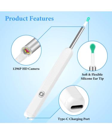 ACWOO Ear Wax Remover - 1296P HD Wireless Ear Wax Removal Kit with Camera - Visual Otoscope Ear Cleaner for Adults, Kids & Pets - Buy Online on GoSupps.com