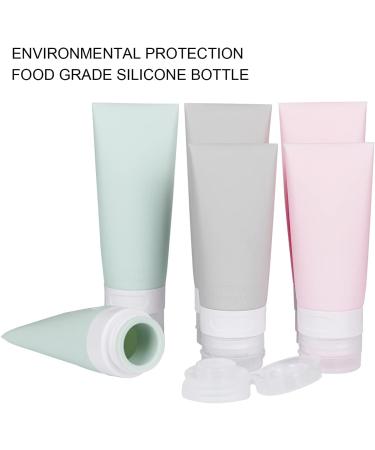 LibraCompany 6 Pack Portable Soft Silicone Travel Bottles Set - Leakproof Cosmetic Toiletry Containers in Pink, Green, Grey - Buy Online on GoSupps.com