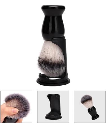 Patkaw Men's Shaving Brush - Plastic Hairdressing Salon Brush with Stand | Wet Shave Security Tool | Perfect Gift for Husbands & Fathers - Black - Buy Online on GoSupps.com