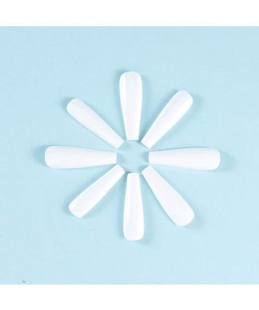 Brishow Long Coffin False Nails - White Ballerina Stick on Nails for Women and Girls - Buy Online on GoSupps.com