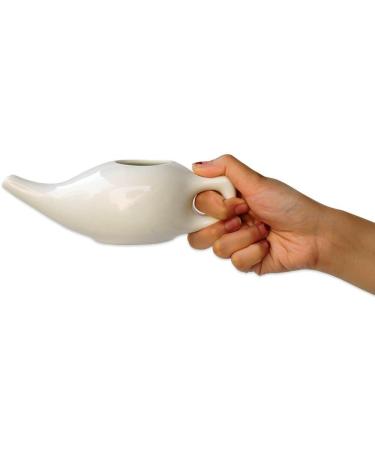 ANCIENT IMPEX Ceramic Neti Pot with Neti Salt Sachets - Natural Sinus Relief | Travel-Friendly Design (White) - Buy Online on GoSupps.com