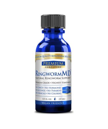 Premium Certified RingwormMD - Soothe Burning & Itching - Undecylenic Acid USP 25% - 100% Pure & All Natural Ingredients - 0.5 Fl. Oz