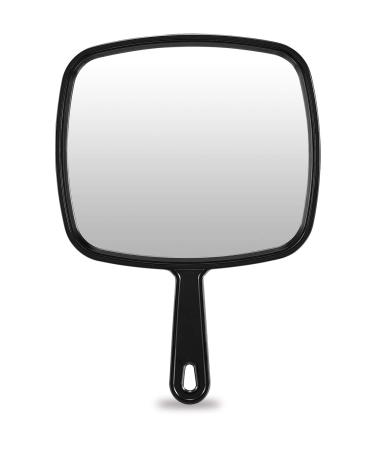 Nicole Fantini Professional Salon Hair Stylist Large Handheld Mirror w/Handle Wide Angle Barber Hairdressing Mirror Square Makeup Mirror: Black Black 1