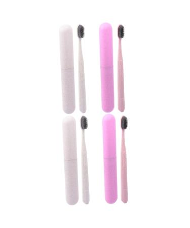 Frcolor 4 pieces toothbrush set toothbrush with soft bristle toothbrush made of wood travel toothbrush children toothbrush toothpaste toothbrush with long handle ultra toothbrush hand use
