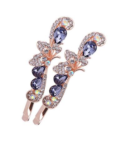 8-Piece Colorful Rhinestone Hair Pins Set - Blue & Purple Decorative Bobby Pins for Women and Girls - Buy Online on GoSupps.com