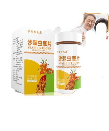 WEERSHUN Seabuckthorn Cordyceps Tablets Tonic Stomach Spleen Lung Resistance Middle-Aged and Elderly Nutrition Nourishing Seabuckthorn Cordyceps Ginseng