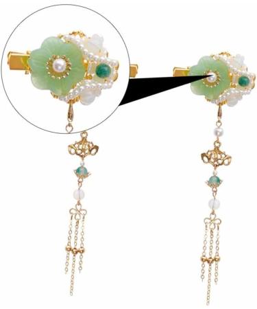 minkissy 2 Pairs tassel hair clip hair accessory for women womens barrettes for hair bride hair clip jeweled hair pins flower bridal hair pins chignon pin Chinese Hairpin Miss emerald pearl - Buy Online on GoSupps.com