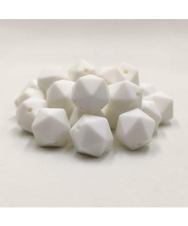 30pcs Snow White 14mm Silicone Polyhedron Beads for Jewelry Making - Icosahedron Design - Buy Online on GoSupps.com