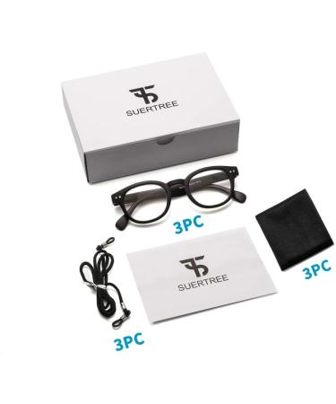 Suertree Feather Hinge Reading Glasses (3 Pack) - 1.5x Diopter Visual Aid for Men & Women - Stylish Round Optics - Buy Online on GoSupps.com