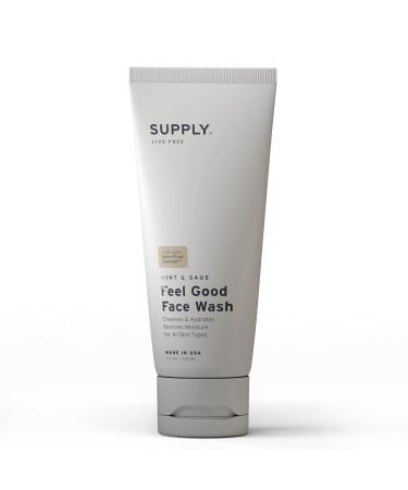 SUPPLY Feel Good Face Wash - Aloe  Tea Tree  Mint - Plant Based  Natural Face Wash for Men and Women - Paraben Free  Gentle Skin Cleanser - Refreshes and Hydrates Skin Cells  Cleanses Impurities - Concentrated  Non-dilut...