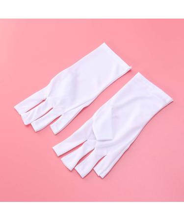 MAGICLULU 3 Pairs Half-Finger Gloves Manicure Glove Cotton Glove Nail Anti Uv Glove Silicone Ear Display Chinese Wooden Pillow Uv Shield Glove Anti-uv White - Buy Online on GoSupps.com