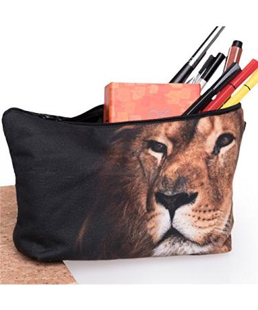 Hanessa Cosmetics Pocket Base Bag - Full Print Brown Lion Zipper Makeup Bag | International Shipping - Buy Online on GoSupps.com