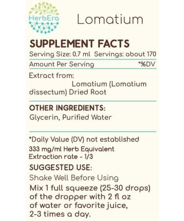 HerbEra Lomatium B120 Alcohol-Free Herbal Extract Tincture, Concentrated Liquid Drops Natural Lomatium Dissectum 4 fl oz 4 Fl Oz (Pack of 1) - Buy Online on GoSupps.com