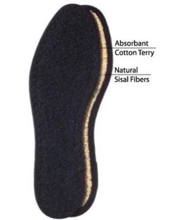 pedag Deo Fresh Natural Terry Cotton & Sisal Insoles - Handmade in Germany | Washable, Summer Foot Care - US W8 / EU 38 Black - 1 Pair - Buy Online on GoSupps.com