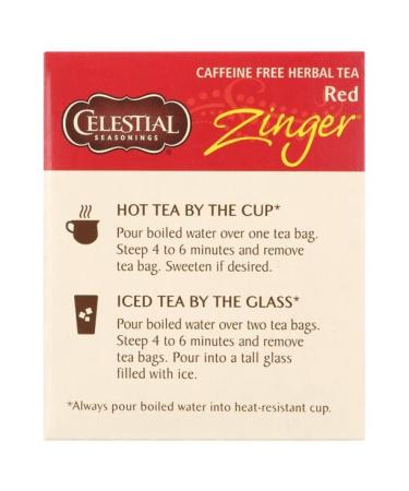 Celestial Seasonings Red Zinger Herbal Tea - Caffeine Free, 20 Bags (1.7 oz) - Buy Online on GoSupps.com