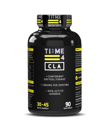 Time 4 CLA 1000mg CLA Per Softgel Capsule Not Tablet High Strength Premium Grade Conjugated Linoleic Acid 84% Active Isomers Suitable for Men & Women 30-45 Day Supply Supports Weight Management