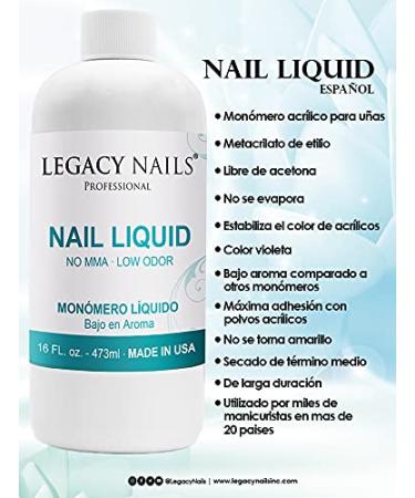 Legacy Nails Professional 16 oz Nail Sculpting Liquid Monomer - Color Stabilizer EMA Acrylic Monomer for Nail Extensions - Non-Yellow Formula - 16 Fl Oz - Buy Online on GoSupps.com