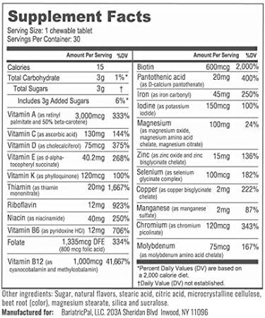 BariatricPal 30-Day Vitamin Bundle: Multivitamin & Calcium with Iron - Chewable & Easy Swallow - Mixed Berry Flavor - Buy Online on GoSupps.com