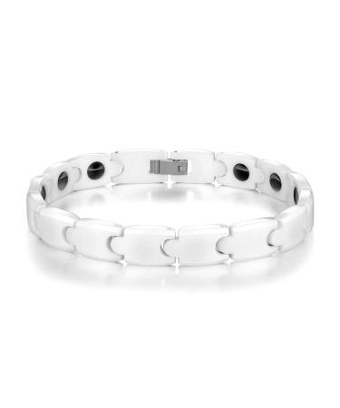 SunnyHouse Jewelry Women's White Tungsten Carbide Magnetic Bracelet in a Gift Box