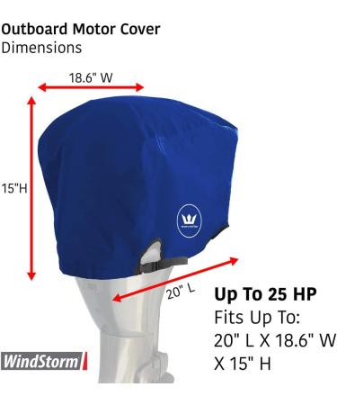 Windstorm Outboard Boat Motor Cover - Heavy Duty 600D Polyester Marine Canvas - Charcoal 115-225 HP - 9 Colors Available - Buy Online on GoSupps.com