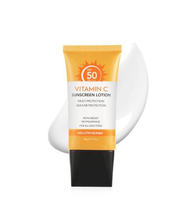 NEUTRIHERBS Sunscreen Tinted SPF 50 for Face & Body  PA++++ Sunblock Lotion  Broad Spectrum  Vitamin E and Vitamin C Face Sunscreen  Travel Sunscreen