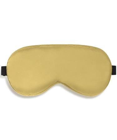 Sleep Mask Night Cover Eye Sleeping Silk Satin Masks for Women Men Blindfold for Airplane Travel Adjustable Strap (Gold)
