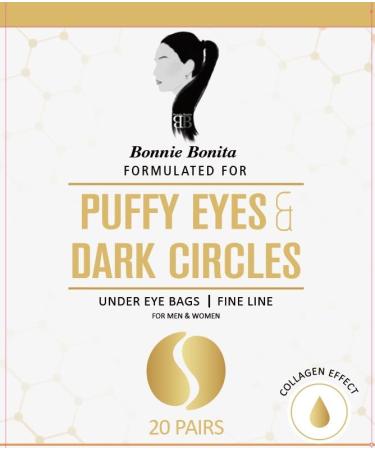 Golden Under Eye Patches - 20 Pairs | Cooling Eye Masks with Amino Acids & Collagen for Dark Circles Puffiness & Wrinkle Care - Men & Women - Buy Online on GoSupps.com