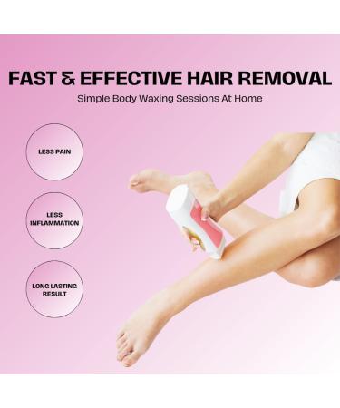 Honey-Rose Roll On Wax Kit for Hair Removal | Sensitive Skin Roller Wax Warmer for Men & Women | Includes 100 Wax Strips & 10 Wipes - Buy Online on GoSupps.com