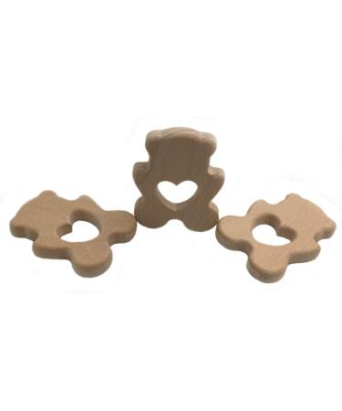 Wendysun 10pcs Cartoon Wood Teether - Natural Animal Bear Shape Baby Teething Toy - Buy Online on GoSupps.com