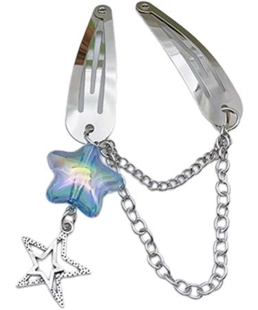 hgnxa Star Chain Pendent Hair Clip Hairpin with Pentastar Decoration Colorful Hair Barrette for Girls Style Ornaments Blue - Buy Online on GoSupps.com