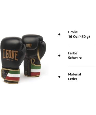 LEONE 1947 Boxing Gloves 16 Oz - Unisex Adult GN039 Black | Best International Shipping - Buy Online on GoSupps.com
