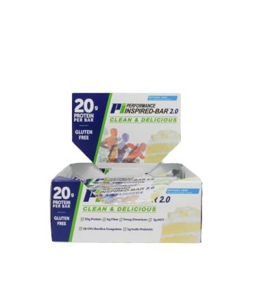 Performance Inspired Nutrition Protein Bar 2.0 - 20g Protein 6g Fiber 3g MCTs Probiotics - Gluten Free Birthday Cake - 12Ct Box - Buy Online on GoSupps.com