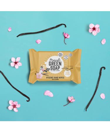 Marcel's Green Soap Hygienic Wet Wipes - Eco-Friendly Vanilla & Cherry Blossom - 15 Pack - Plant-Based Hand Wipes - Buy Online on GoSupps.com